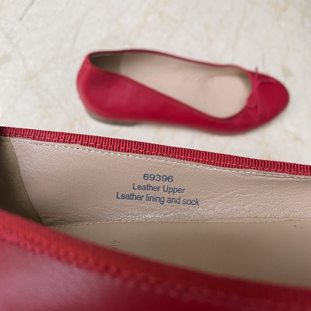 J. Crew Italian-Made Leather Red Ballet Flats Sz 8 - Picture 5 of 7